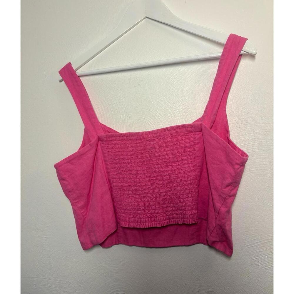 A New Day Linen Blend Pink Crop Top Size Large - Picture 2 of 6